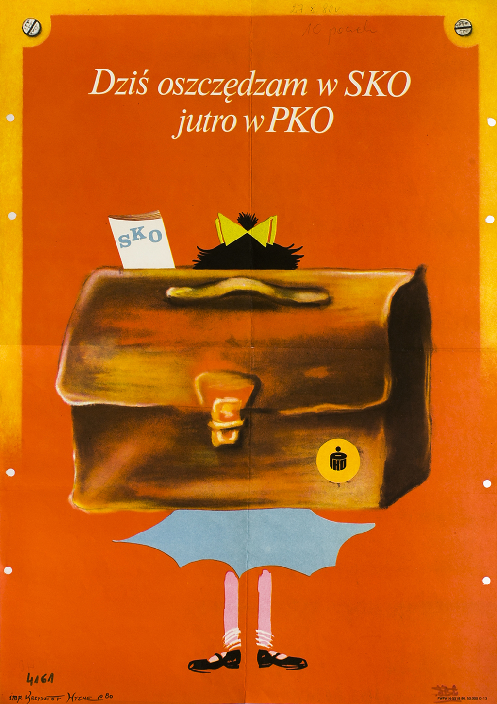 Plakat promujący konkurs Dziś oszczędzam w SKO, jutro w PKO (1980 r.)