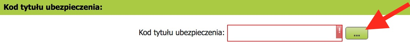 Następnie wprowadź Kod tytułu ubezpieczenia. W tym celu wybierz przycisk z trzema kropkami