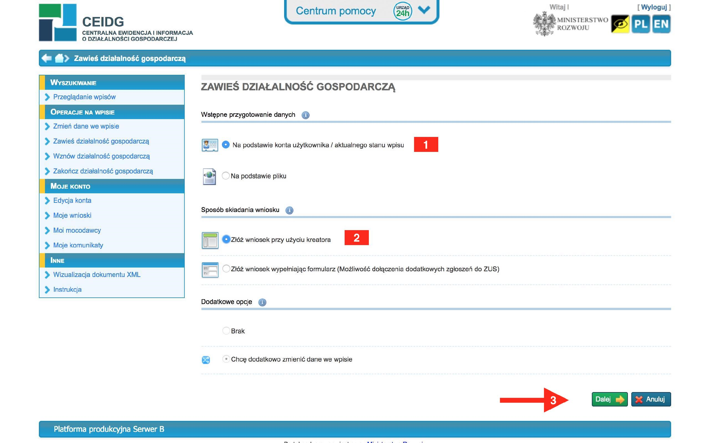 Jak zawiesić działalność przez internet -