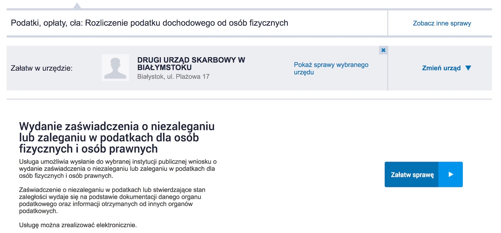 Zaświadczenie o niezaleganiu w podatkach