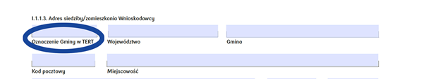 Wniosek mój elektryk - wypełnianie - Oznaczenie Gminy w TERT