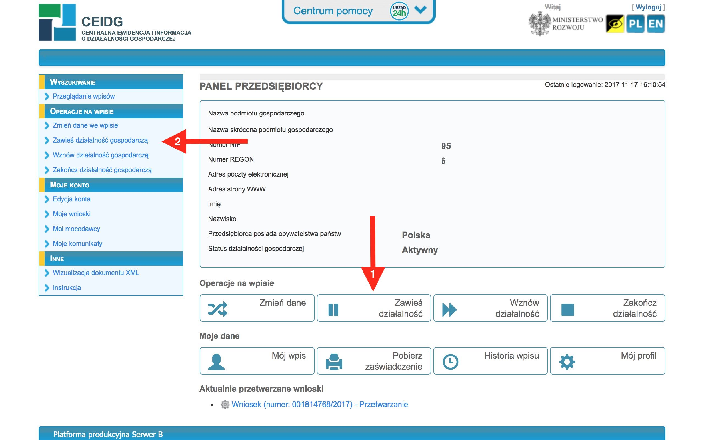 Jak zawiesić działalność przez internet -