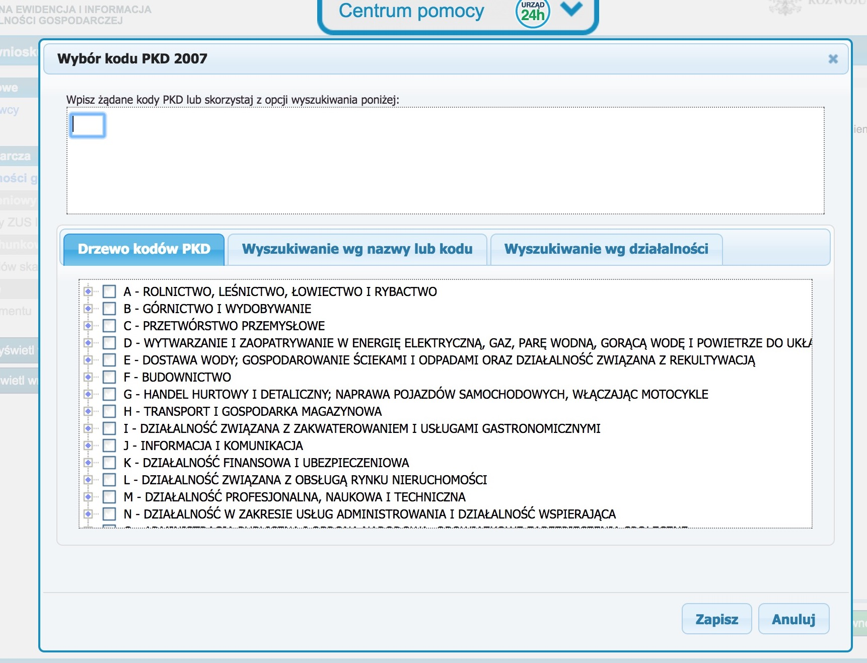 W tym celu należy wybrać przycisk Dodaj, a następnie albo z listy kodów 