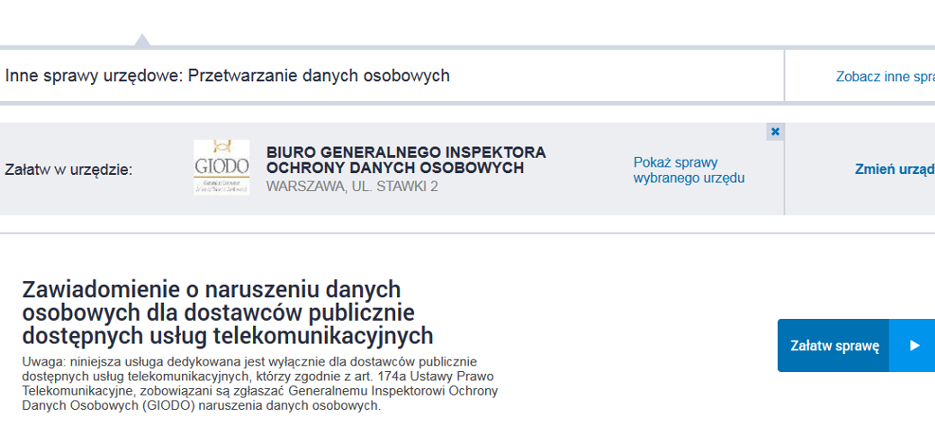 Składanie zawiadomienia o naruszeniu danych osobowych krok po kroku 