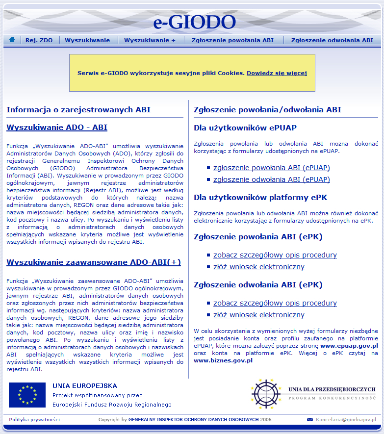 Wybierz i kliknij Rejestr Administratorów Bezpieczeństwa Informacji