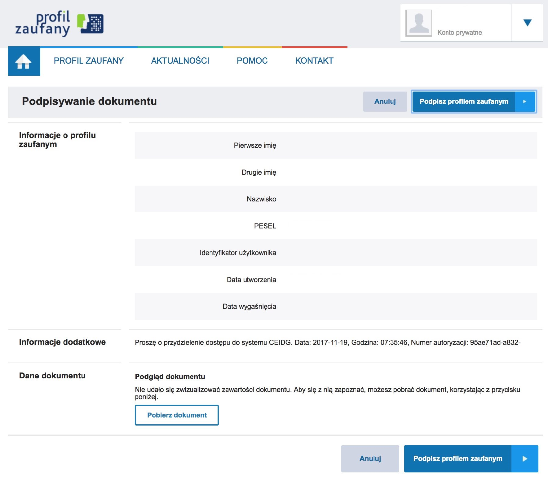 Zaświadczenie o wpisie do CEIDG