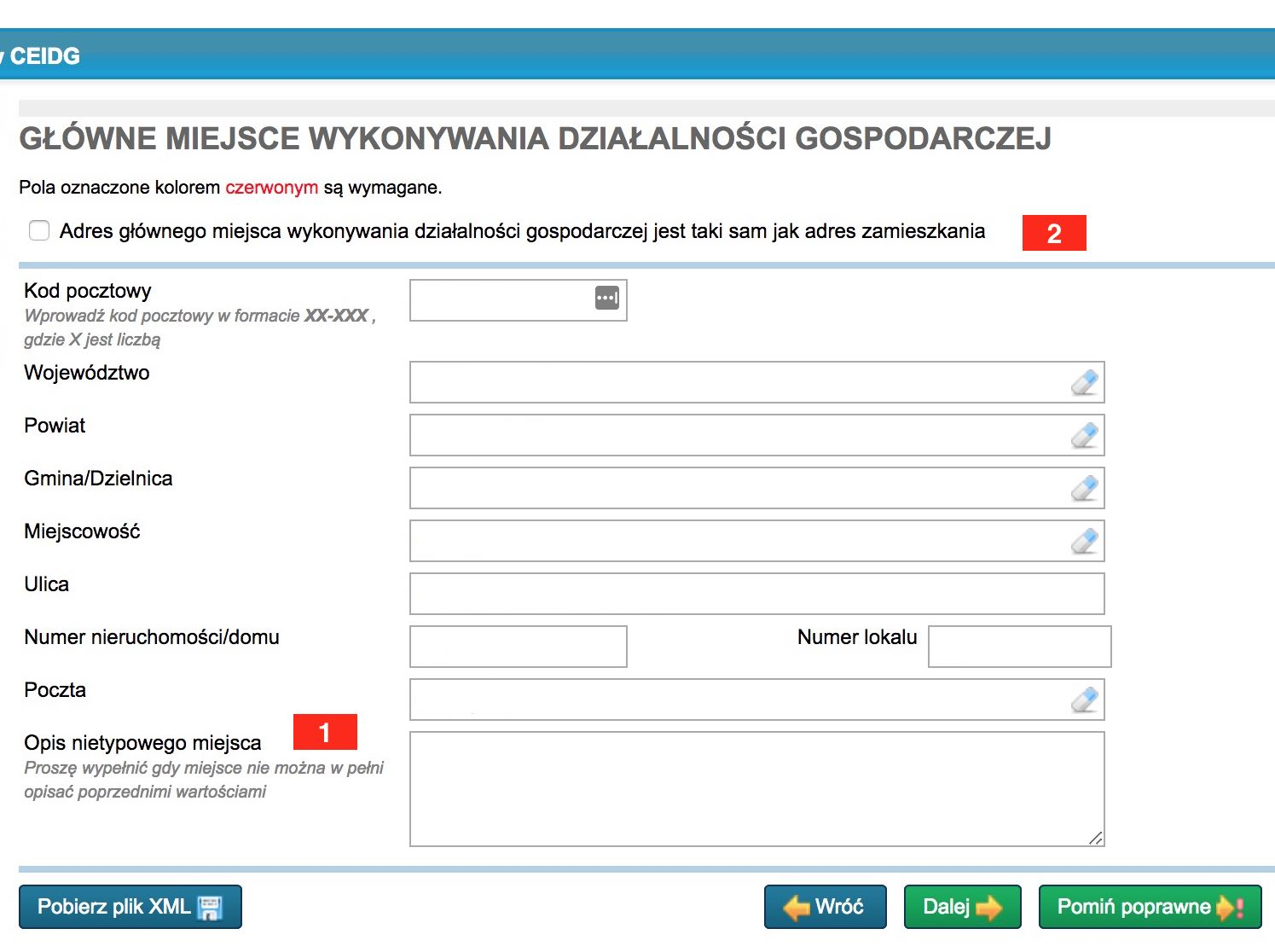 Główne miejsce wykonywania działalności gospodarczej,