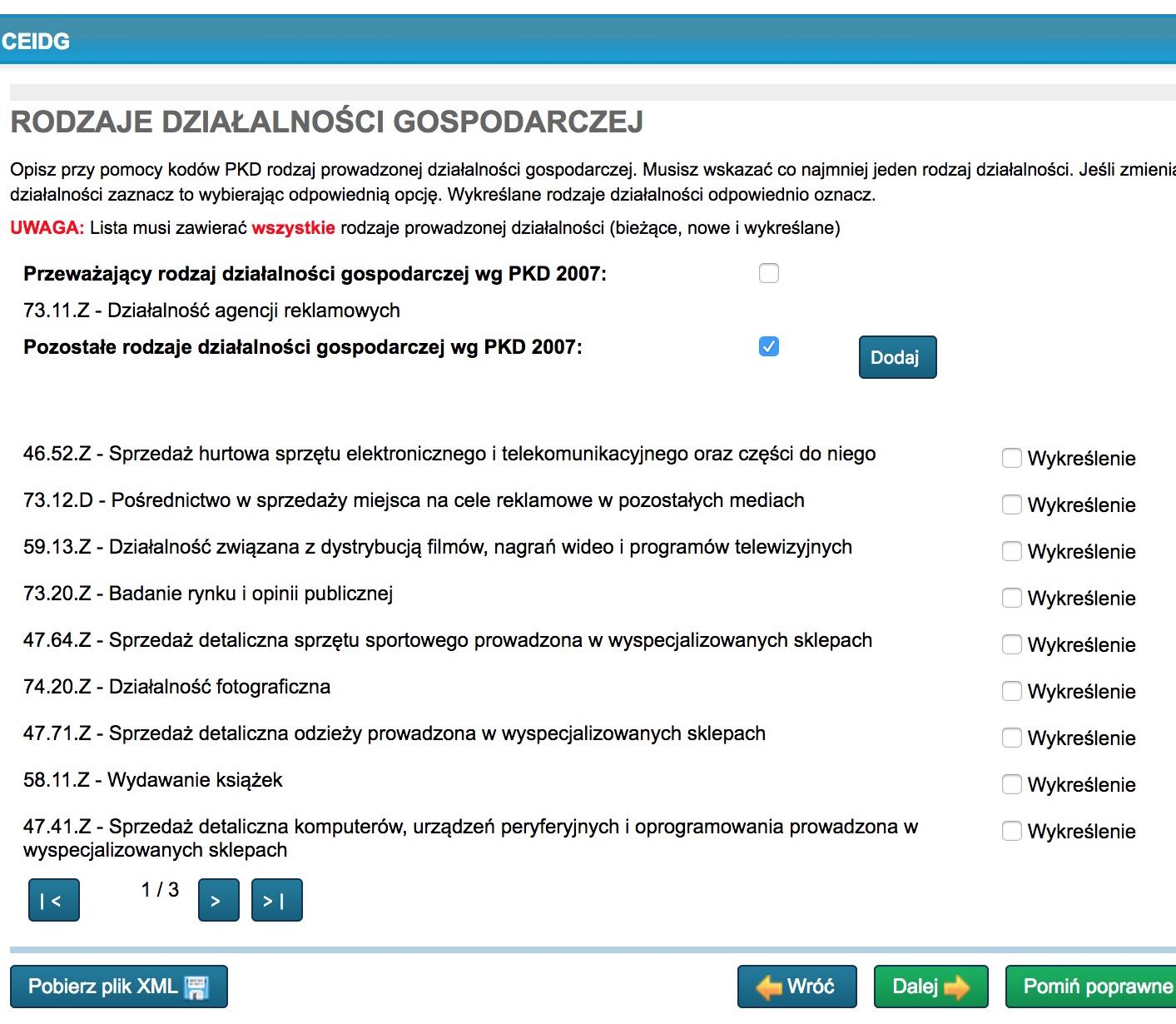 Rodzaje działalności gospodarczej