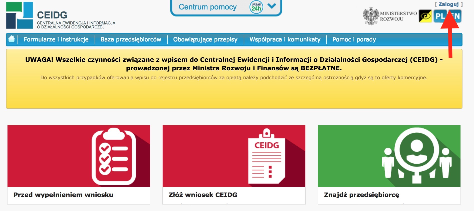 Zaświadczenie o wpisie do CEIDG