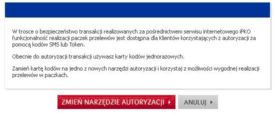 Paczki przelewów - w iPKO