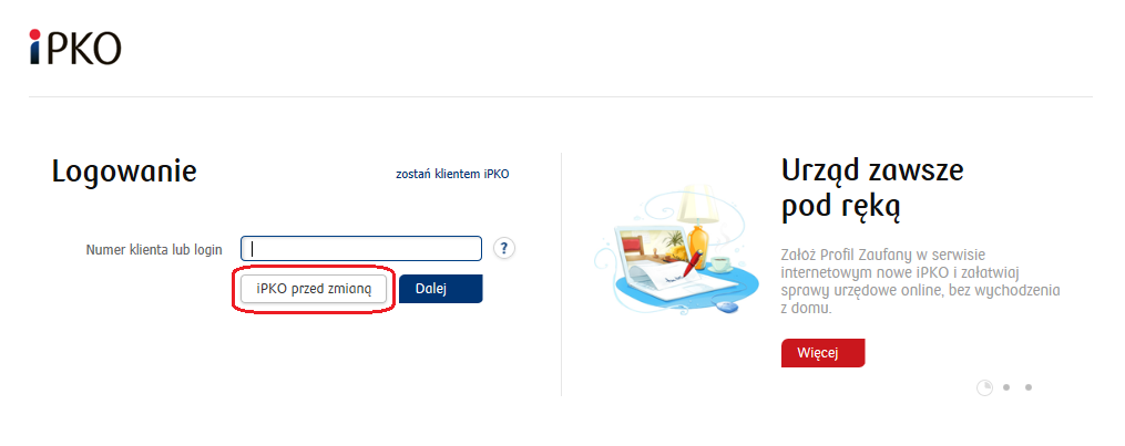 Usunięcie przycisku do starej wersji iPKO 